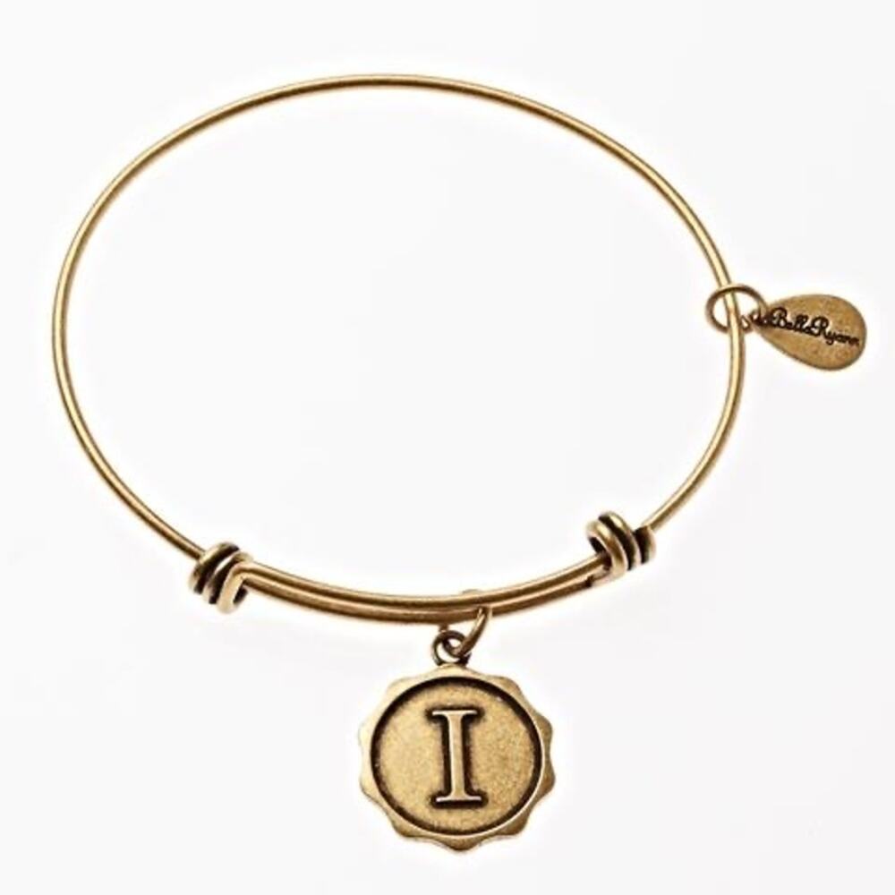 Bella Ryann I Adjustable Expandable Goldtone Wire Bangle Bracelet Initial
